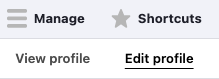 Screenshot of editing profile button