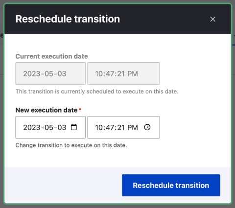 Reschedule transition option menu.