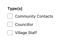 Screenshot of possible Contact Types