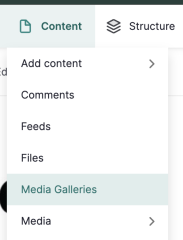 Screenshot of media gallery under content menu.
