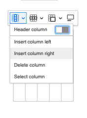 Column sub menu and options