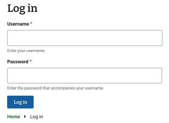 login fields showing username and password mandatory fields