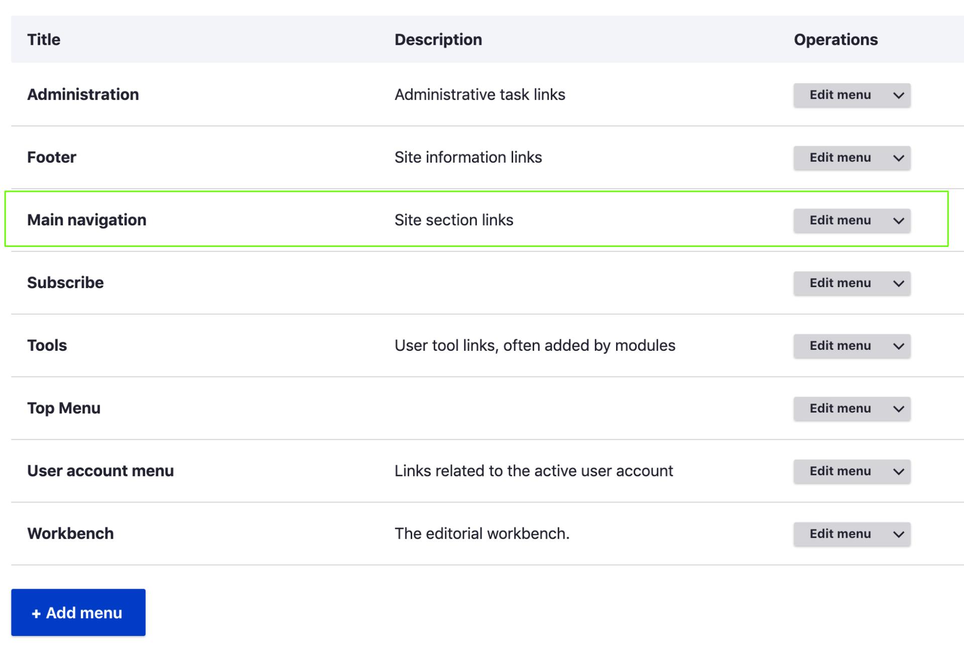 demonstration on how to adjust menus using option 1