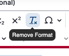 A capital T with a small x beside it with the caption 'Remove Format'