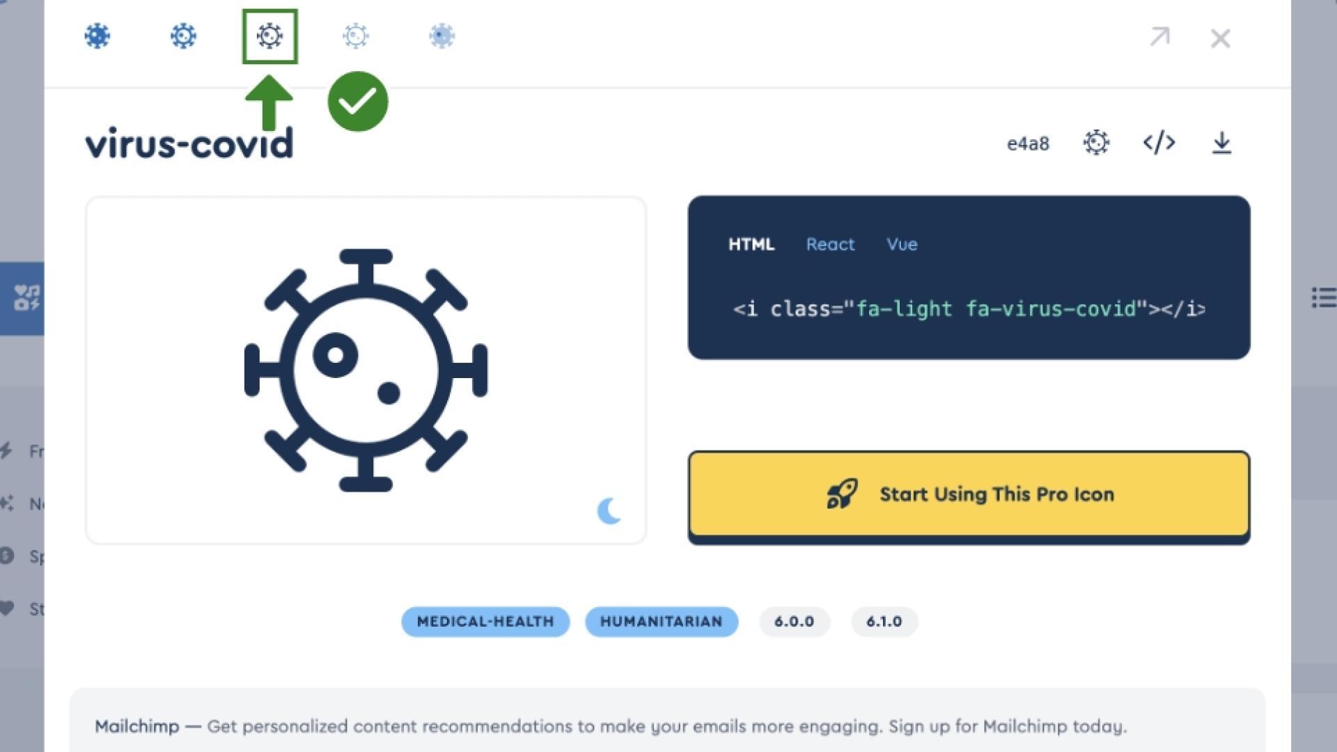 fontawesome icon pop-up